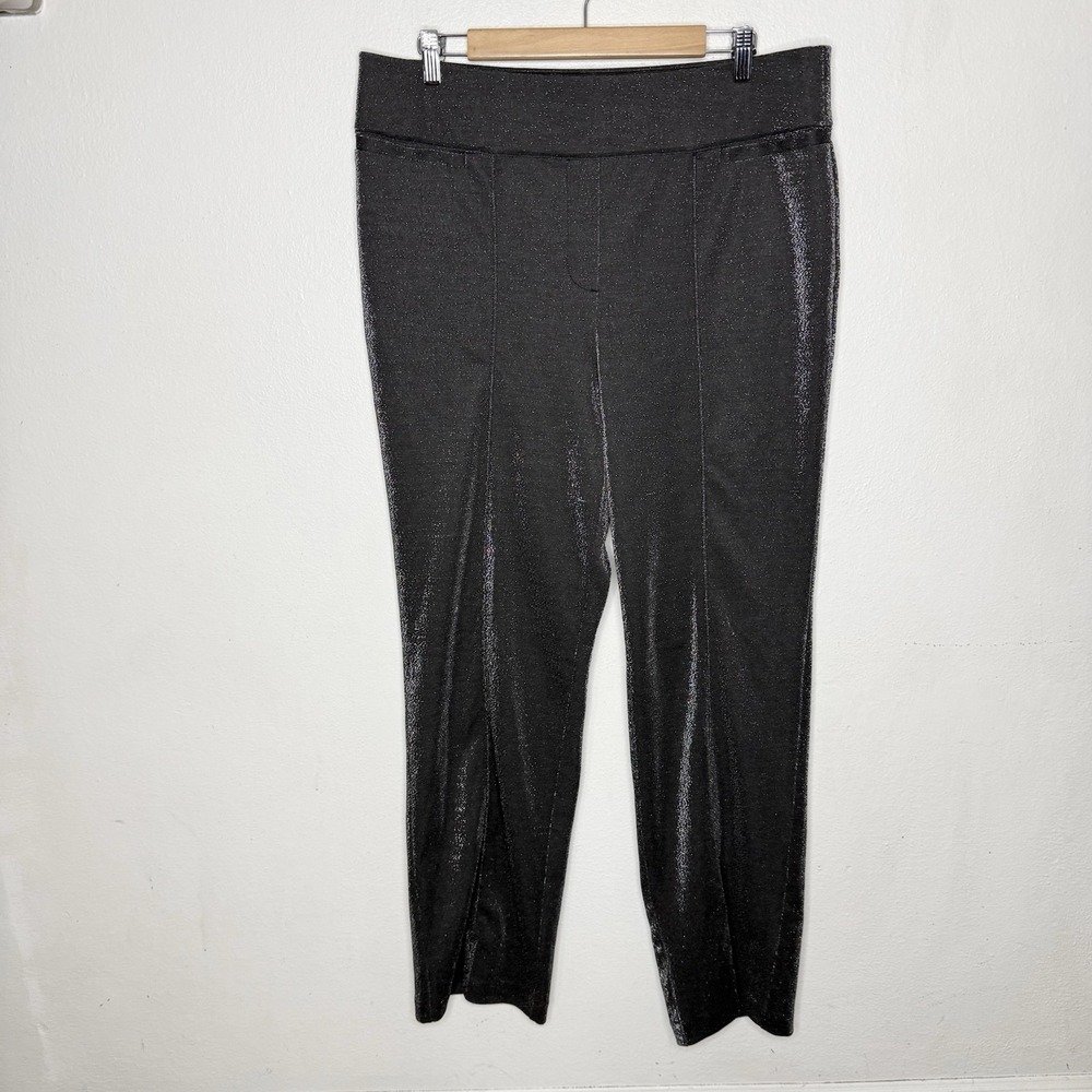 New Lane Bryant Gray Silver Sparkle Ponte Straight Pull On Pants Women's 16